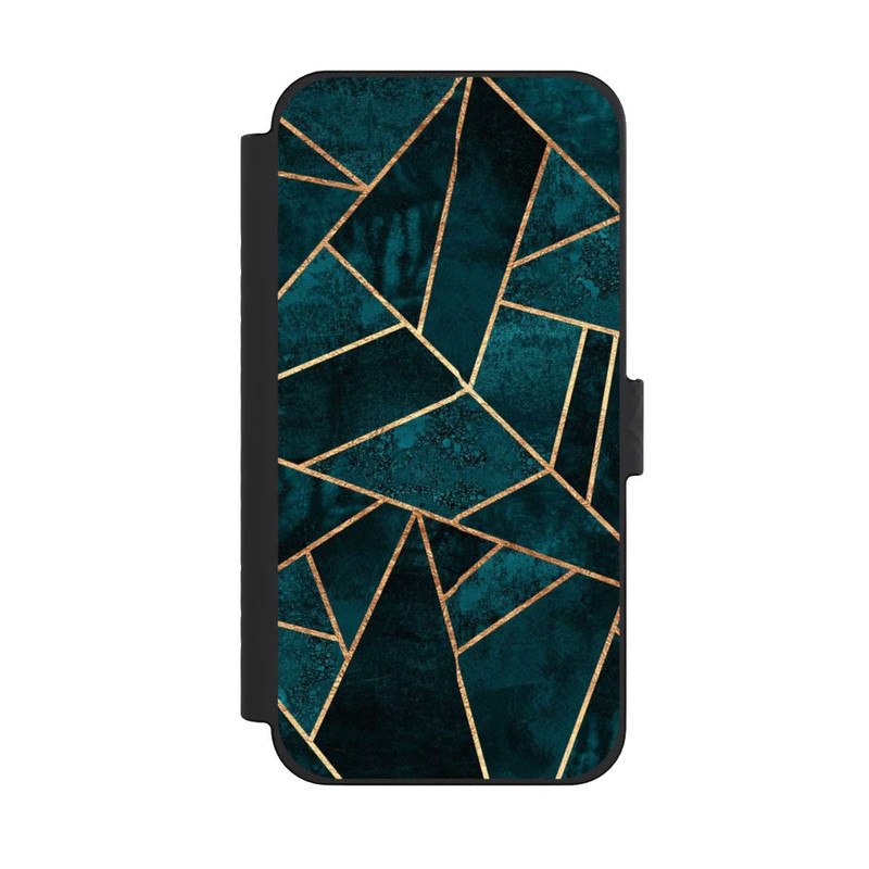 iPhone 15 Pro Max NIVOflip Imprimé or pierre sarcelle profond