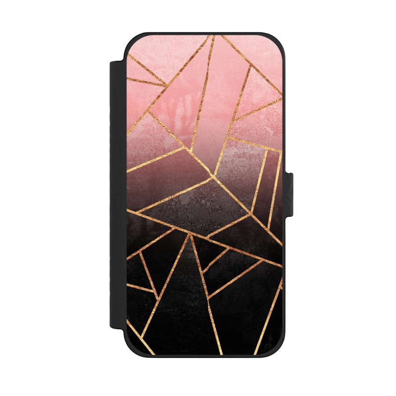 iPhone 15 Pro Max NIVOflip Imprimé Pierre Or Rose Et Noir