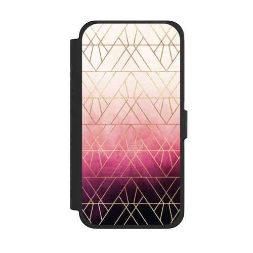 Apple iPhone 15 Pro Max NIVOflip Pink Ombre Dreiecke Golddruck