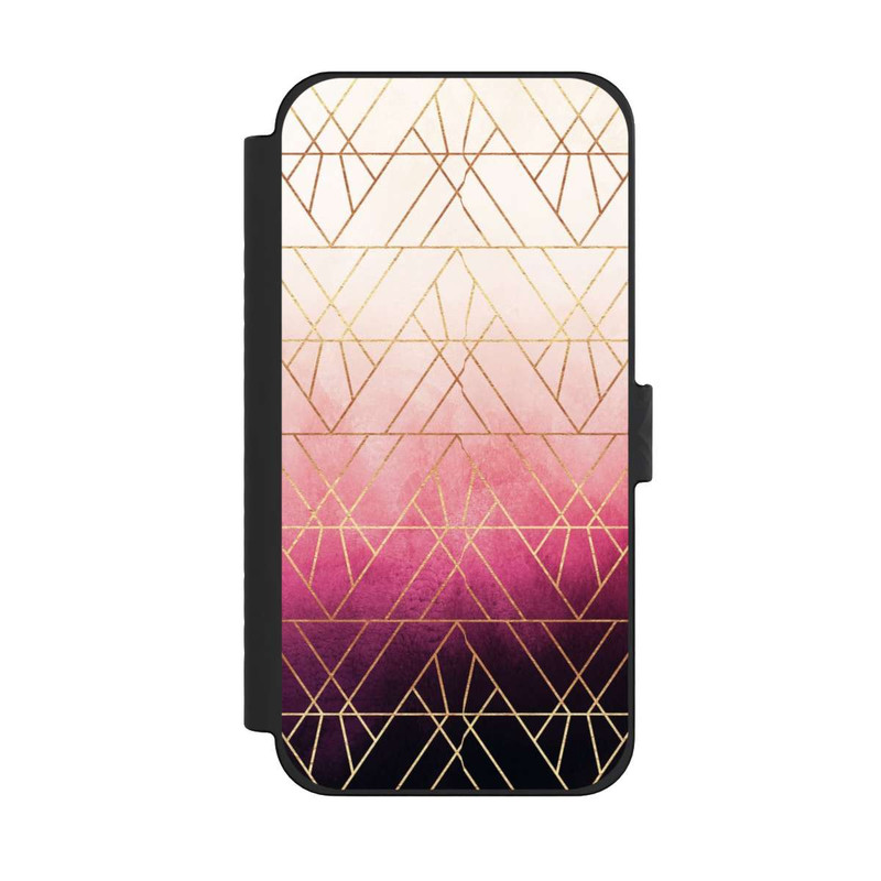 iPhone 15 Pro Max NIVOflip Pink Ombre Dreiecke Golddruck