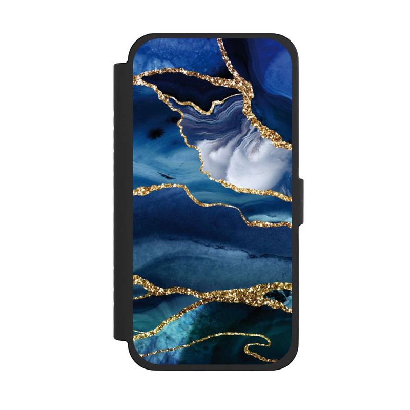 iPhone 15 Pro Max NIVOflip  Blauer Marmor Gold Glitzer Look