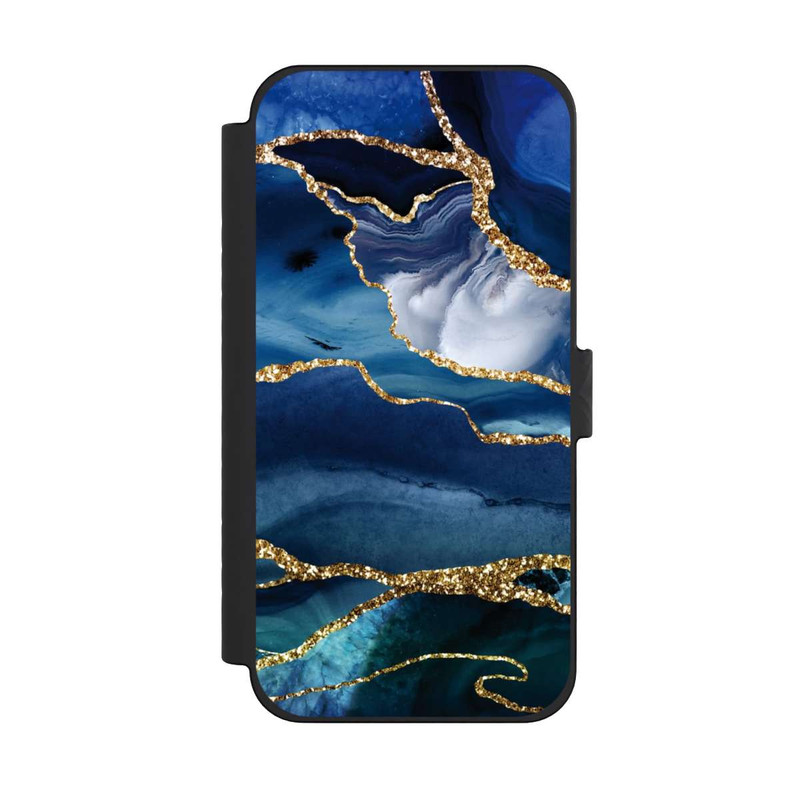 iPhone 15 Pro Max NIVOflip  Blauer Marmor Gold Glitzer Look