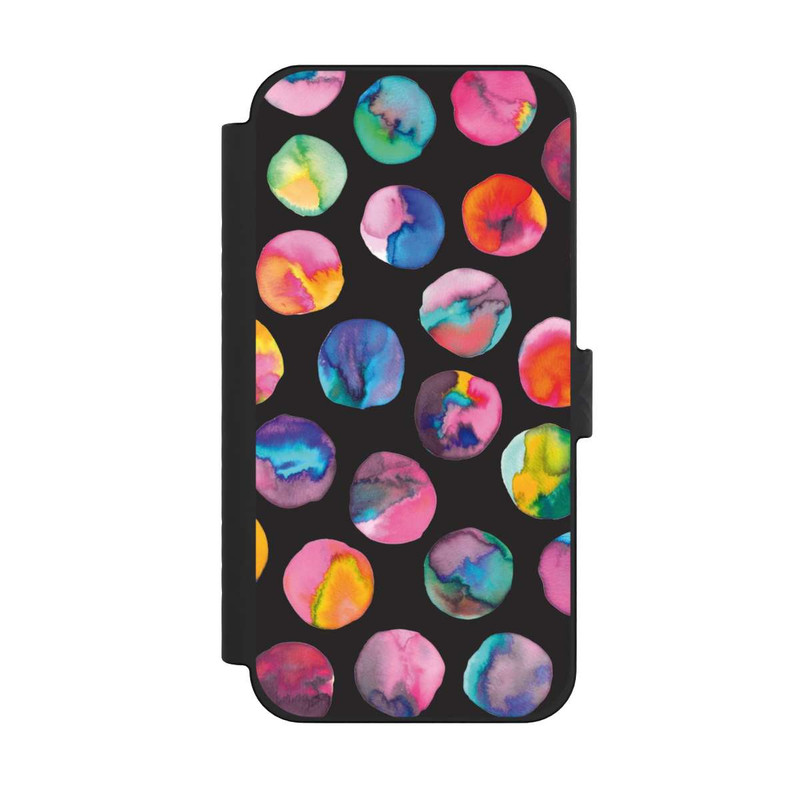 iPhone 15 Pro Max NIVOflip Bunte Tintenmurmeln Punkte Schwarz