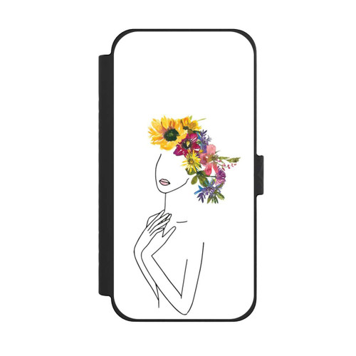 Apple iPhone 15 Pro Max NIVOflip Line Art Frau mit Blumenkrone
