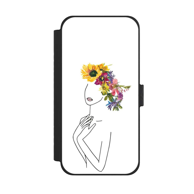 iPhone 15 Pro Max NIVOflip Line Art Frau mit Blumenkrone