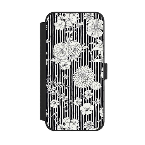 Apple iPhone 15 Pro Max NIVOflip Flowers and Stripes Black and White