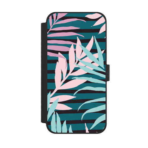 Apple iPhone 15 Pro Max NIVOflip Pastell-Dschungelblätter rosa blaugrün