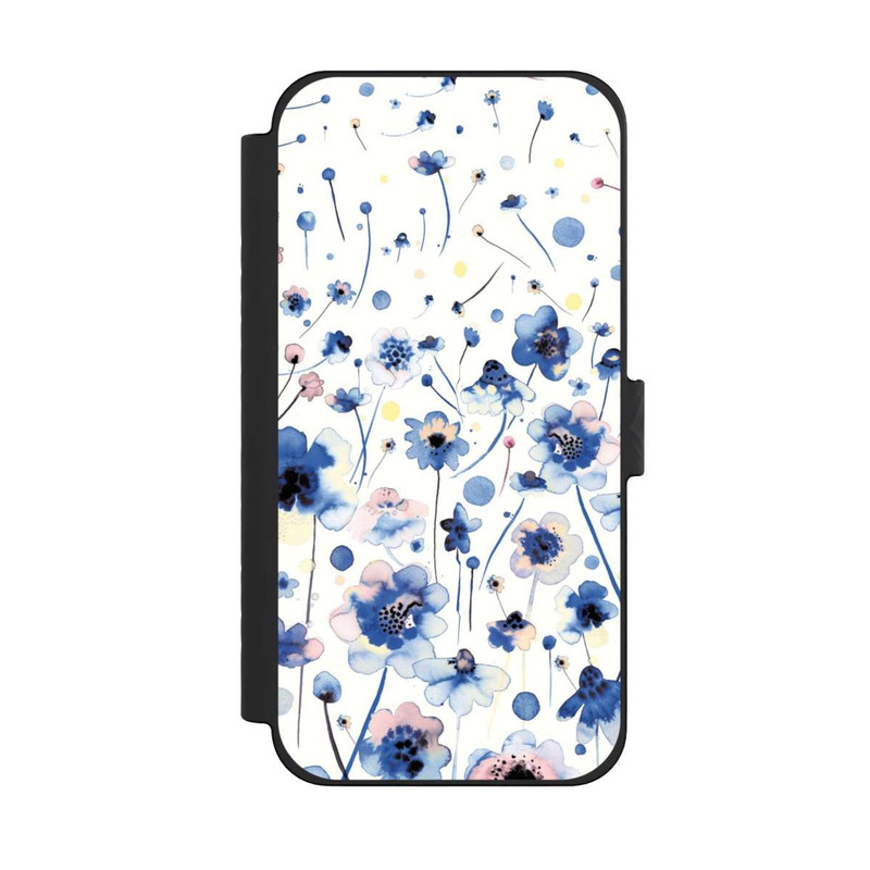 iPhone 15 Pro Max NIVOflip Fleurs bleues d’encre aquarelle
