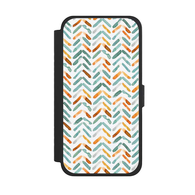 iPhone 15 Pro Max NIVOflip Elegantes Herbstchevron Blau Orange