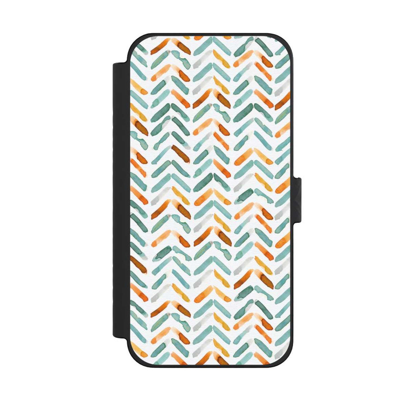 iPhone 15 Pro Max NIVOflip Élégant Automne Chevron Bleu Orange
