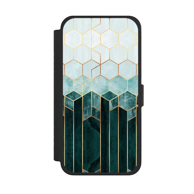 iPhone 15 Pro Max NIVOflip Blaugrüne Sechsecke