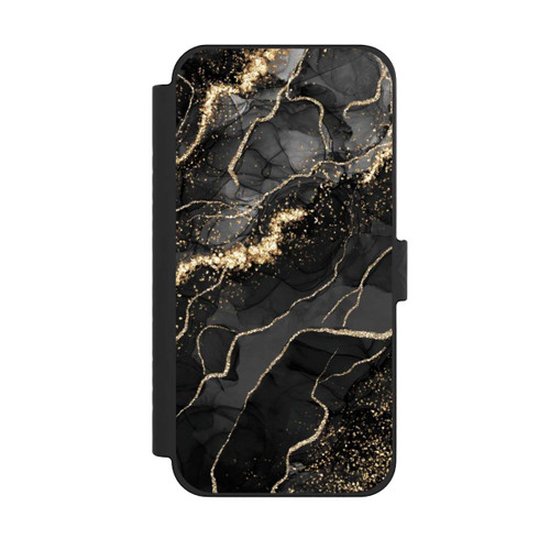 Apple iPhone 15 Pro Max NIVOflip Look Spirales de Marbre Sombre &amp; Or
