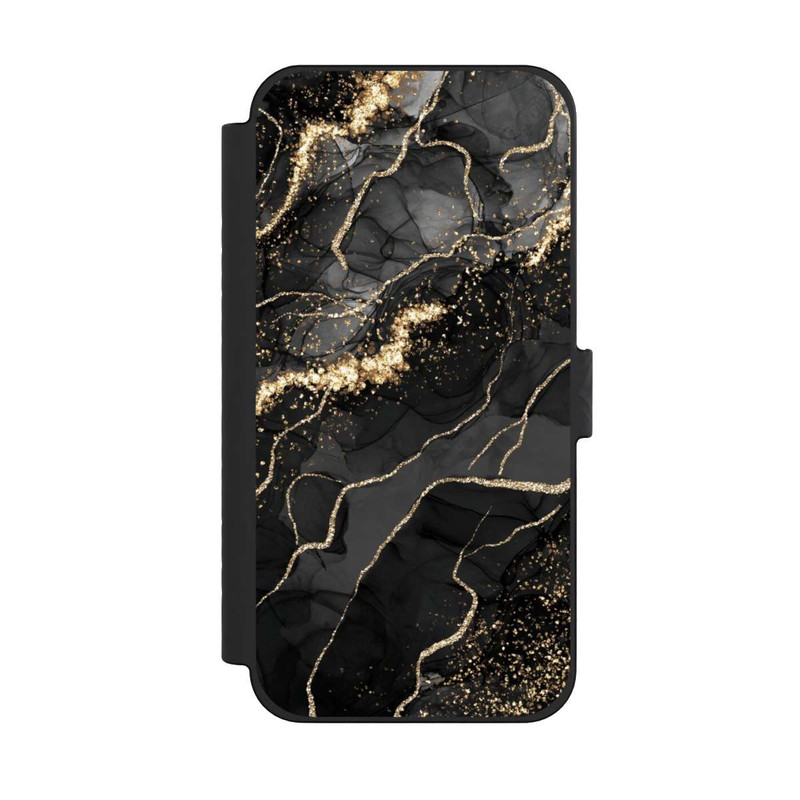 iPhone 15 Pro Max NIVOflip Look Spirales de Marbre Sombre & Or