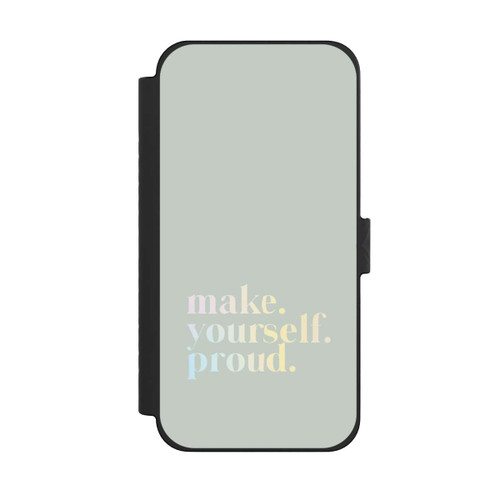 Apple iPhone 15 Pro Max NIVOflip Make Yourself Proud Quote-Mint and Gradient