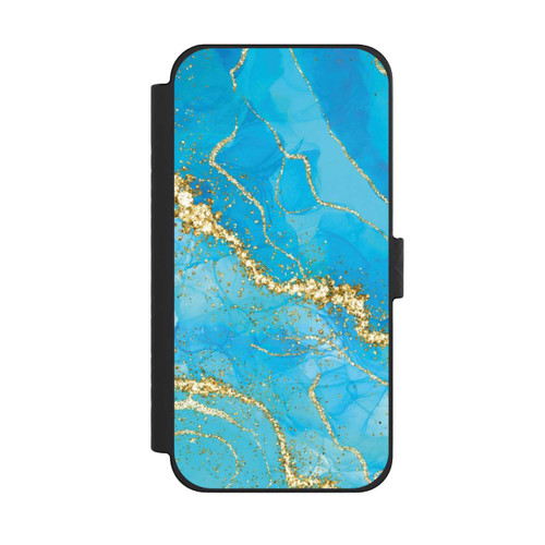 Apple iPhone 15 Pro Max NIVOflip Türkis-goldene Tapete
