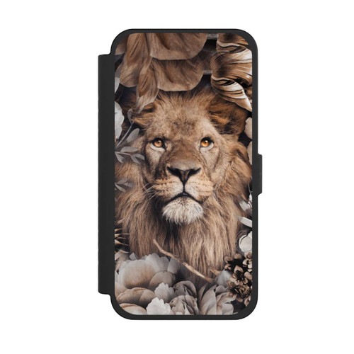 Apple iPhone 15 Pro Max NIVOflip Löwe Blumenrahmen Beige