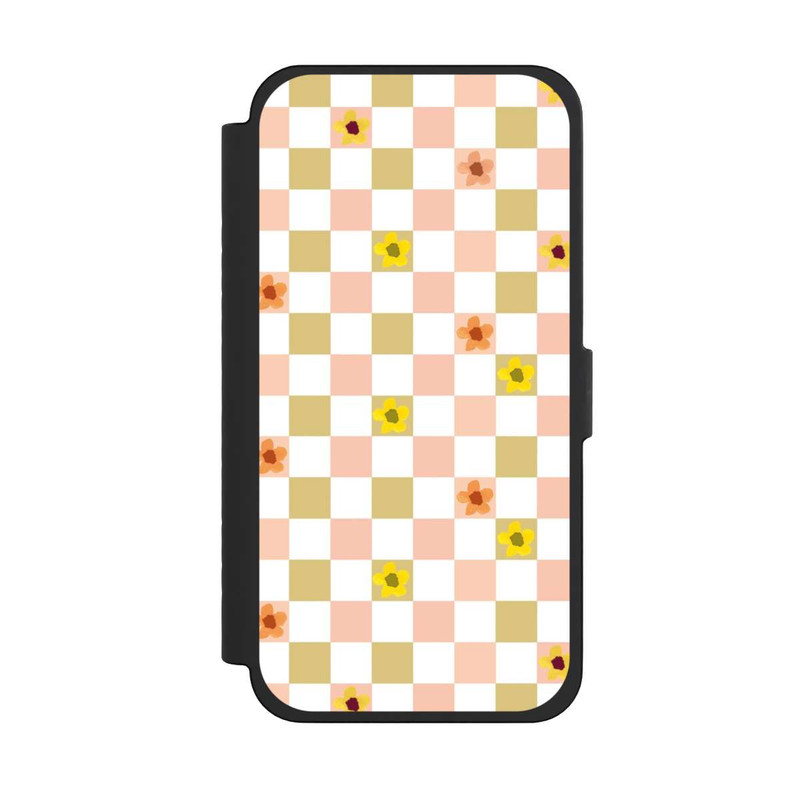 iPhone 15 Pro Max NIVOflip Chèques Fleurs Pastel Nostalgiques