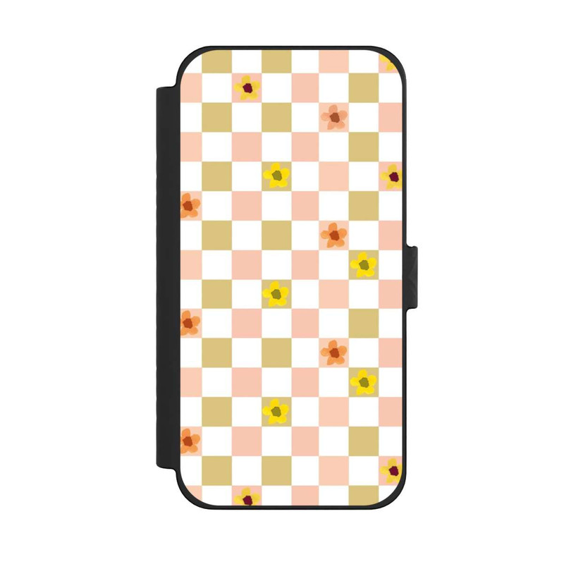 iPhone 15 Pro Max NIVOflip Chèques Fleurs Pastel Nostalgiques