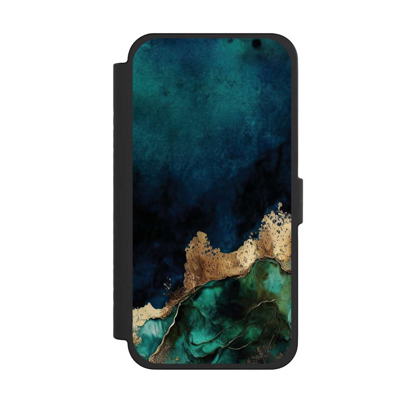 iPhone 15 Pro Max NIVOflip Bleu pétrole avec or