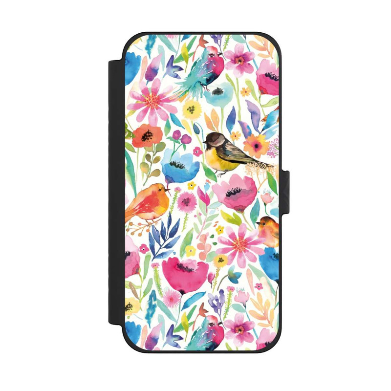 iPhone 15 Pro Max NIVOflip Oiseaux et fleurs fantaisistes