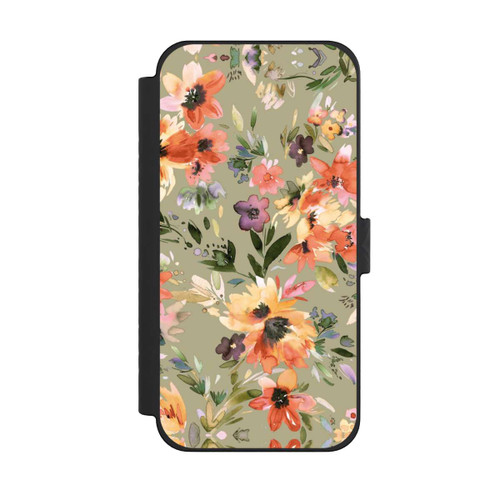 Apple iPhone 15 Pro Max NIVOflip Malerische tropische Blumen Salbeigrün