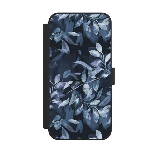 Apple iPhone 15 Pro Max NIVOflip Mystische Aquarellblätter marineblau