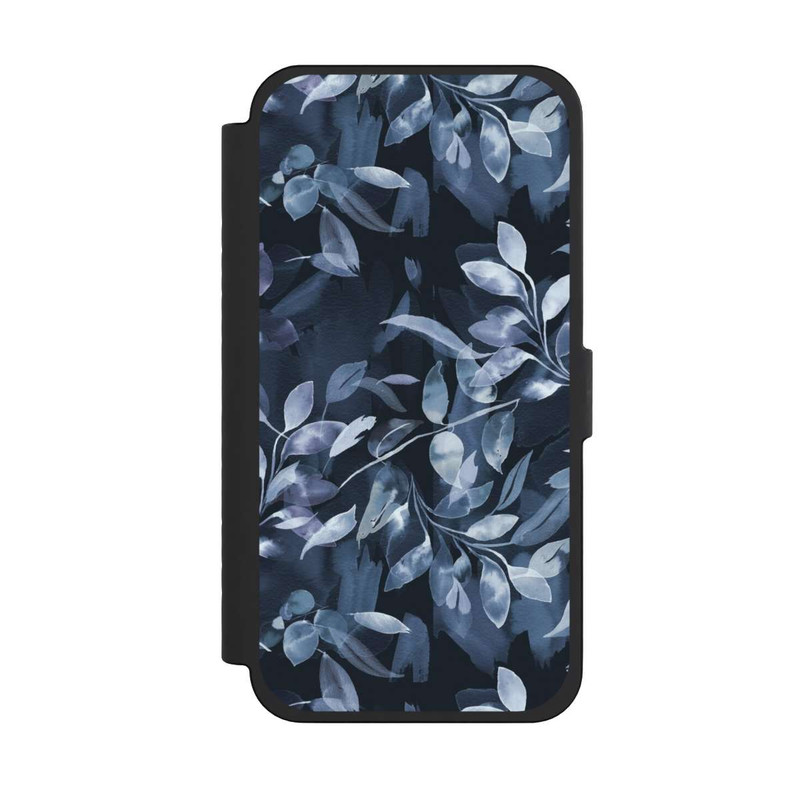iPhone 15 Pro Max NIVOflip Aquarelle Feuilles Mystiques Marine
