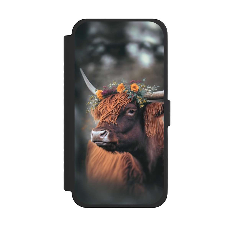 iPhone 15 Pro Max NIVOflip Vache des Highlands avec des fleurs avec IA
