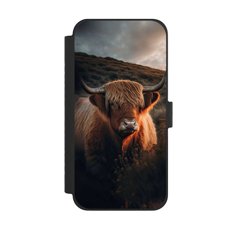 iPhone 15 Pro Max NIVOflip Vache Highland avec de grandes cornes avec IA