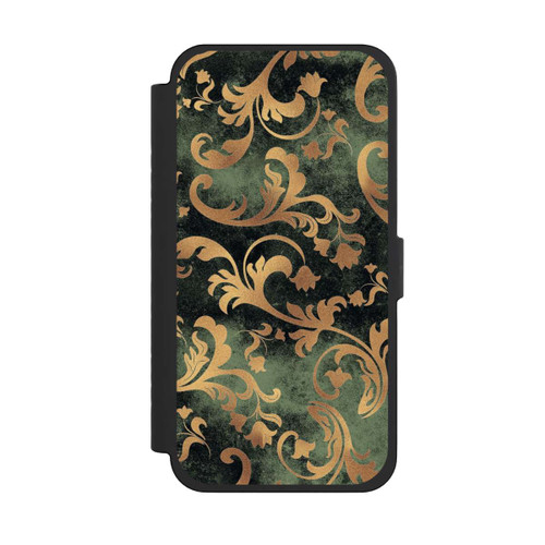 Apple iPhone 15 Pro Max NIVOflip Damask Wallpaper Dark Green