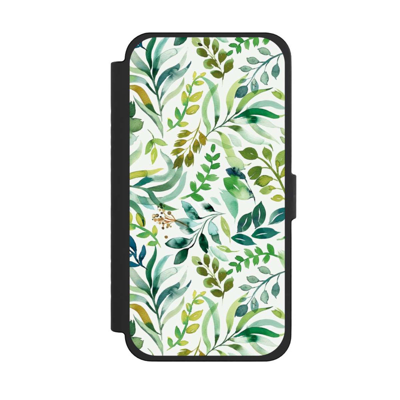 iPhone 15 Pro Max NIVOflip Aquarelle Palmes Feuilles Botanique Vert