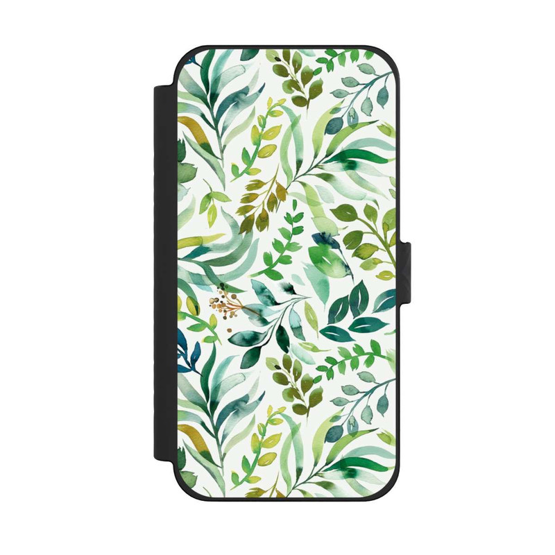 iPhone 15 Pro Max NIVOflip Aquarelle Palmes Feuilles Botanique Vert