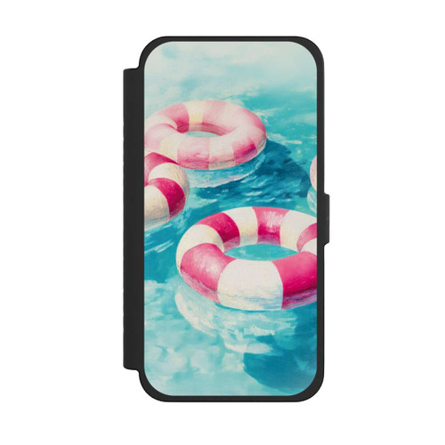 Apple iPhone 15 Pro Max NIVOflip Gestreifte Schwimmringe im Pool