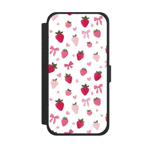 Apple iPhone 15 Pro Max NIVOflip Erdbeer Herz Schleifen Muster Pink