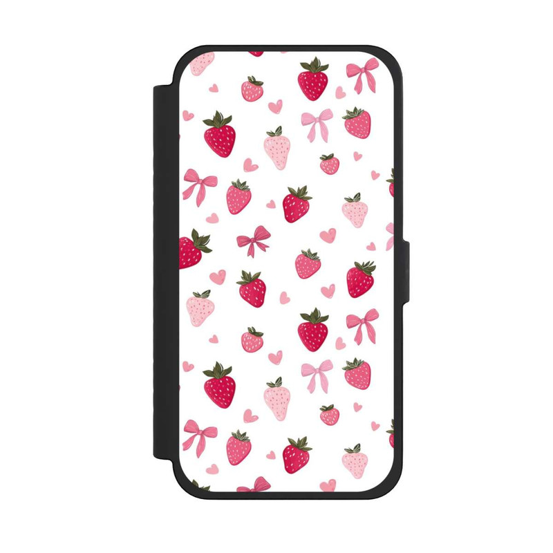 iPhone 15 Pro Max NIVOflip Erdbeer Herz Schleifen Muster Pink