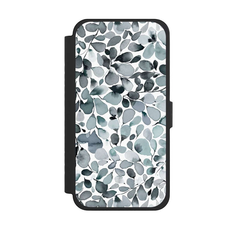 iPhone 15 Pro Max NIVOflip Eucalyptus Watercolor Leaves Grey