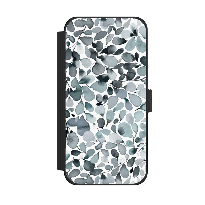 iPhone 15 Pro Max NIVOflip Eucalyptus Watercolor Leaves Grey