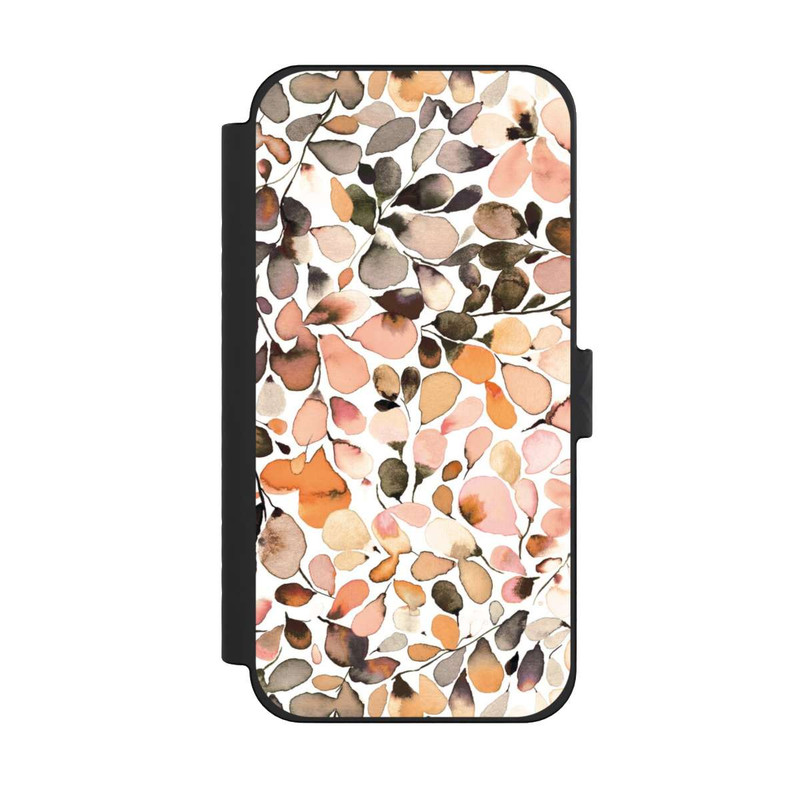 iPhone 15 Pro Max NIVOflip Eukalyptus Aquarellblätter Dunkelbraun Herbst