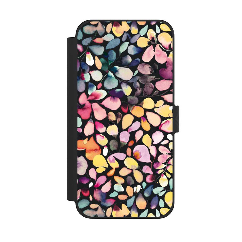 iPhone 15 Pro Max NIVOflip Eucalyptus Watercolor Leaves Black