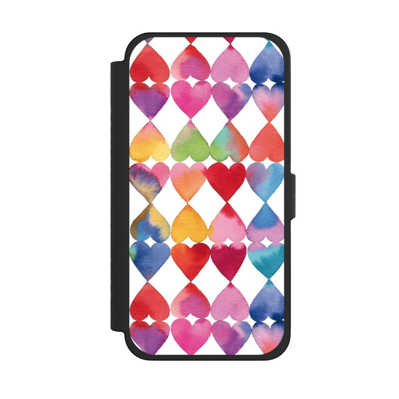 iPhone 15 Pro Max NIVOflip Colorful Watercolor Hearts Pattern