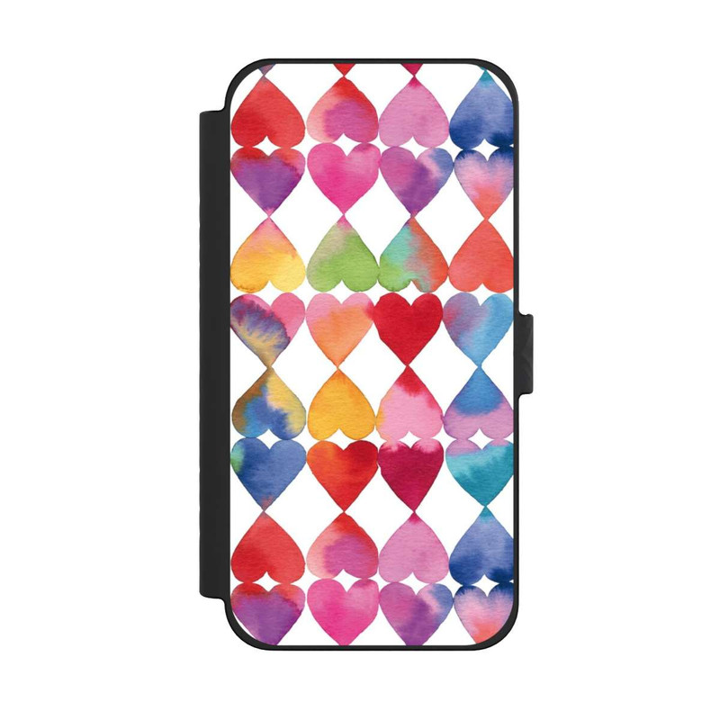 iPhone 15 Pro Max NIVOflip Colorful Watercolor Hearts Pattern