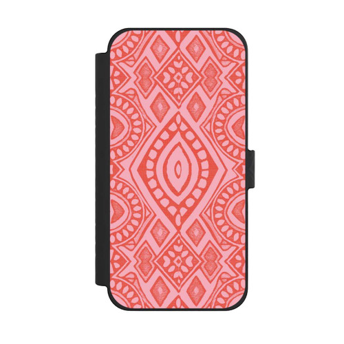 Apple iPhone 15 Pro Max NIVOflip Boho Geometric Intricate Tribal Design in Shades of Pink
