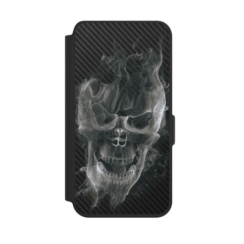 Samsung Galaxy S24 NIVOflip rauchender Totenkopf Carbon