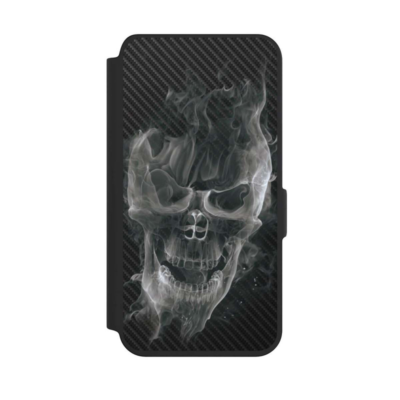 Galaxy S24 NIVOflip rauchender Totenkopf Carbon