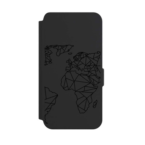 Samsung Galaxy S24 NIVOflip Polygon Weltkarte Schwarz ohne Hintergrund