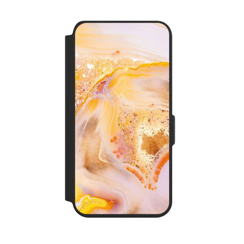 Samsung Galaxy S24 NIVOflip Orangefarbener Glitzer Marmorlook