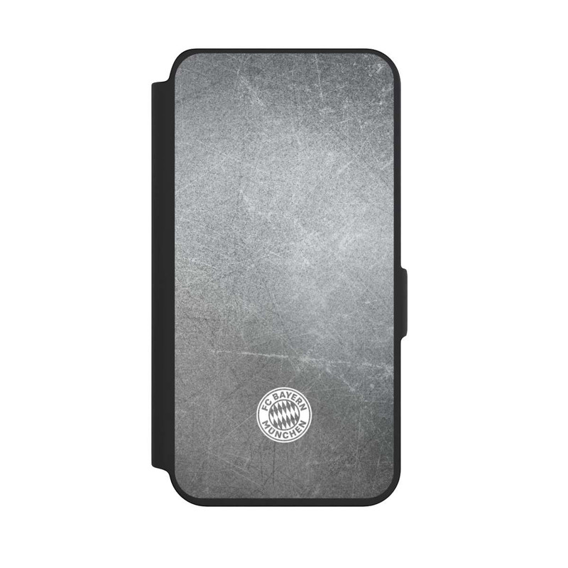 Galaxy S24 NIVOflip Logo FCB Classique Petit - Blanc sur Fond Métallique