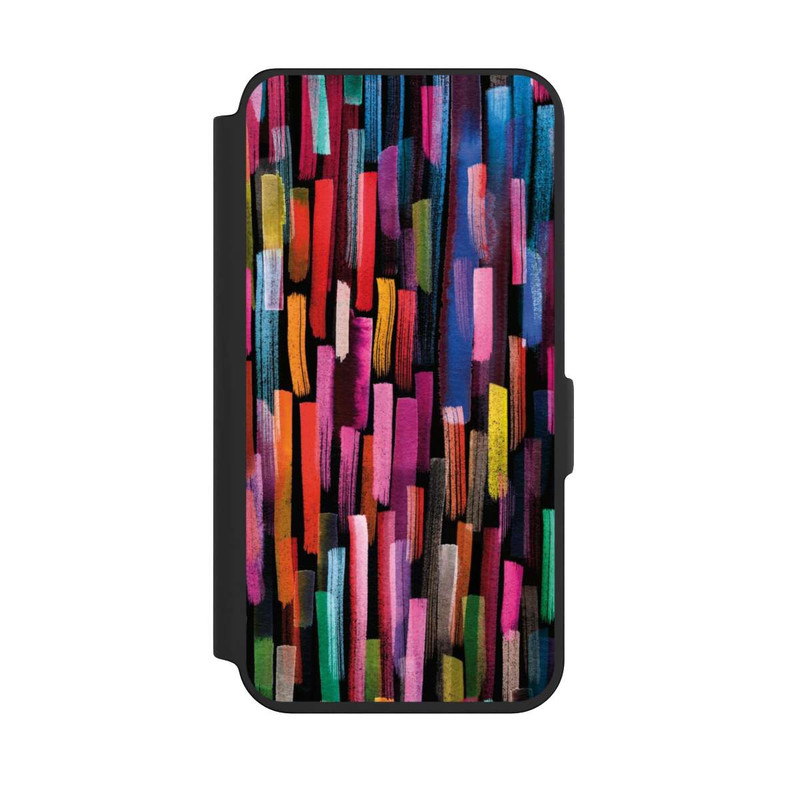 Galaxy S24 NIVOflip Bunte Pinselstriche schwarz