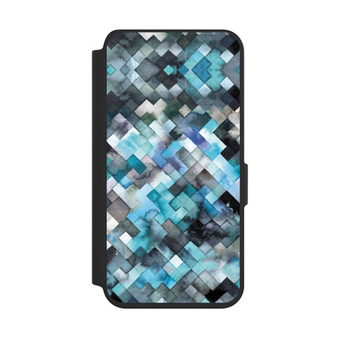 Samsung Galaxy S24 NIVOflip stimmungsvolles geometrisches Muster blau