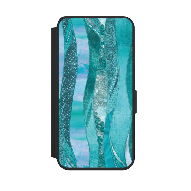 Galaxy S24 NIVOflip glamouröser Glitzerlook blau